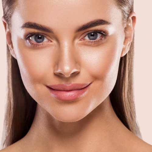 Eyes lips nose woman healthy skin macro headshot beauty clean sk